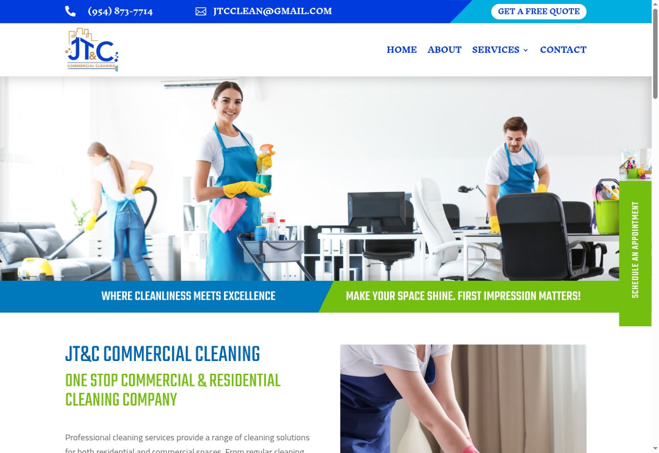JT&C Commercial Cleaning custom website preview