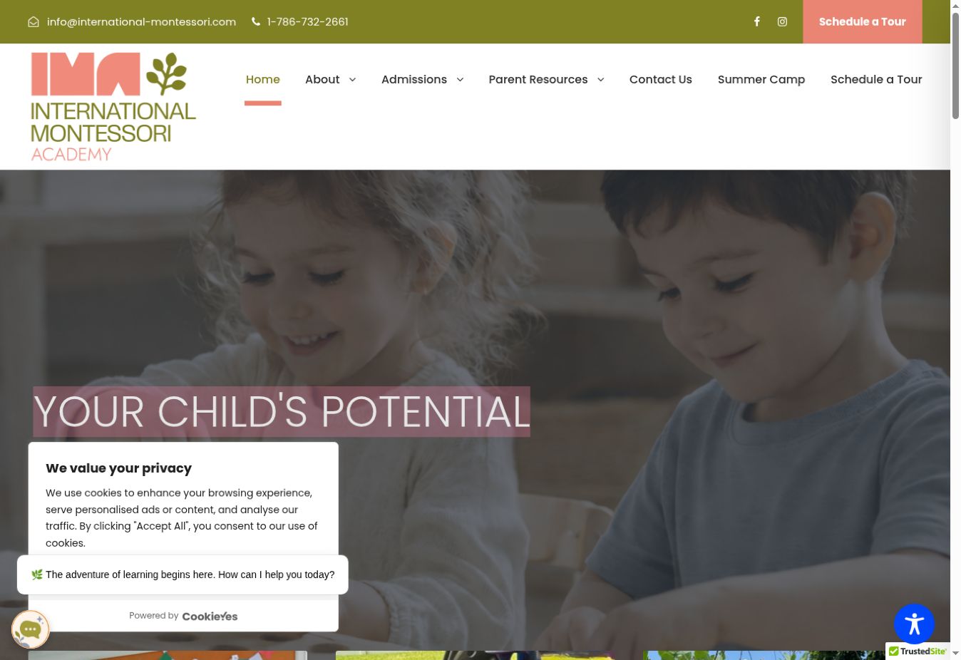 International Montessori Academy website designed by RULA Marketing